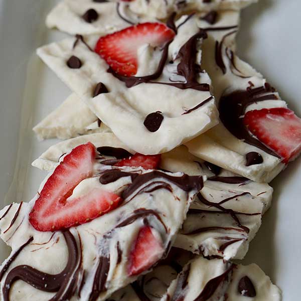 Chocolate Strawberry Greek Yogurt Bark